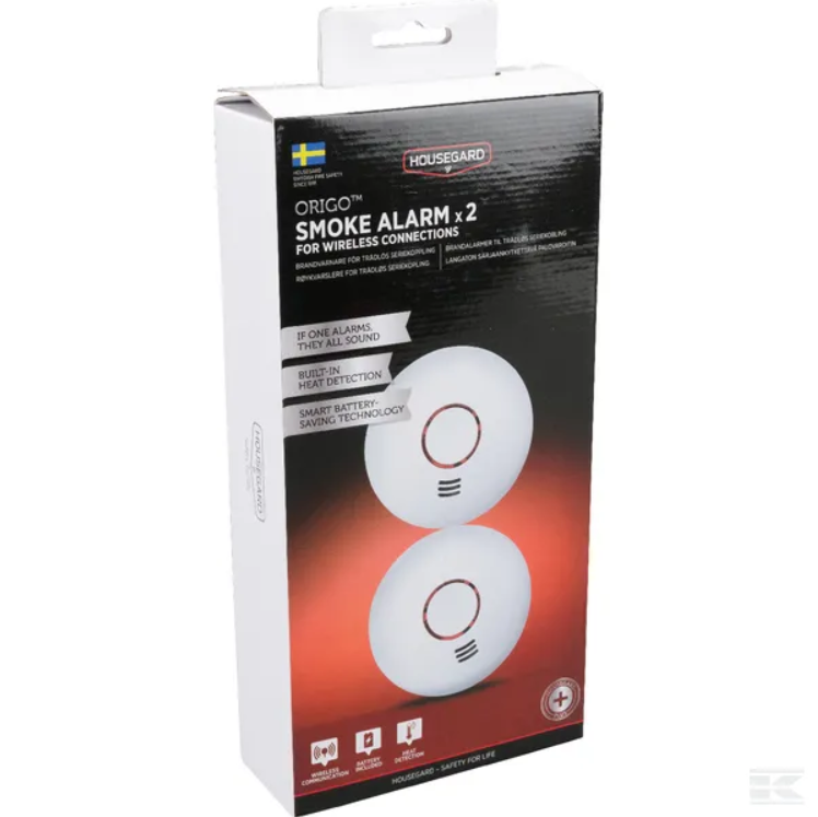Røgalarm Housegard Origo Trådløs Til Serietilkobling Komb. Røg Og Temperaturlarm 2 St - Billede 2